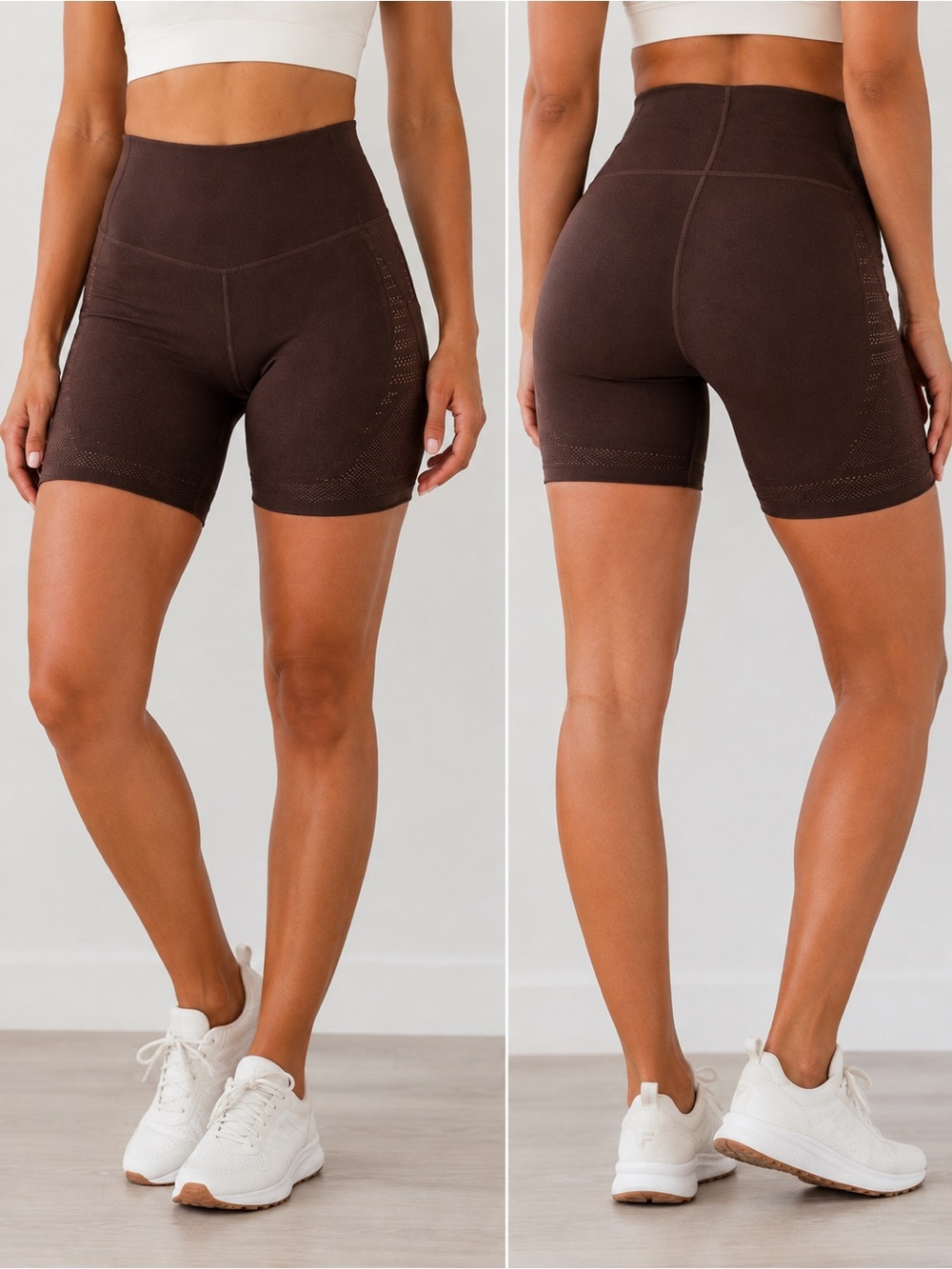 Fabletics SculptKnit High-Waisted Biker Shorts Brown Size Small